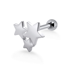 Helix Ohrpiercing 925 Sterling Silber mit Sternen Verschlusskugel 3mm