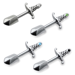 Ohrring Helix Ohrpiercing 925 Sterling Silber Schwert mit Strassstein in verschiedenen Farben