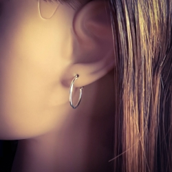 925 Sterling Silber Creolen Ohrringe Stärke 1,2mm mit französischem Verschluss 10-25mm