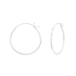 925 Sterling Silber Creolen Ohrringe Stärke 1,2mm mit französischem Verschluss 25mm