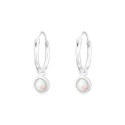 925 Sterling Silber Creolen Ohrringe mit synthetischem Opal