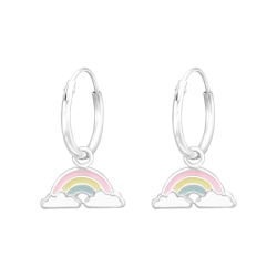 Creolen Ohrringe 925 Sterling Silber mit Regenbogen