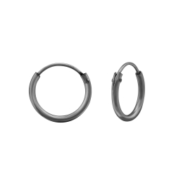 Creolen Ohrringe 925 Sterling Silber Ruthenium plattiert 12mm