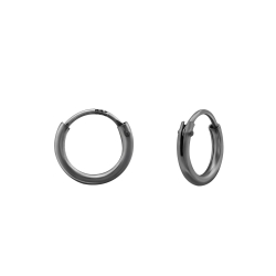 Creolen Ohrringe 925 Sterling Silber Ruthenium plattiert 8mm