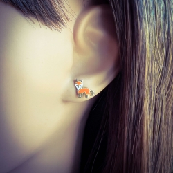 Ohrringe Ohrstecker 925 Sterling Silber mit Fuchs in orange