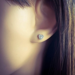 Ohrringe Ohrstecker 925 Sterling Silber Herz mit Zirkoniasteinen