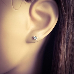 Ohrringe Ohrstecker 925 Sterling Silber Schleife mit Zirkonia in verschiedenen Farben