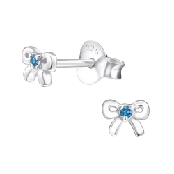 Ohrringe Ohrstecker 925 Sterling Silber Schleife mit Zirkonia in verschiedenen Farben