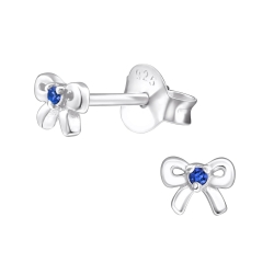 Ohrringe Ohrstecker 925 Sterling Silber Schleife mit Zirkonia in verschiedenen Farben