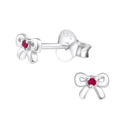 Ohrringe Ohrstecker 925 Sterling Silber Schleife mit Zirkonia in verschiedenen Farben