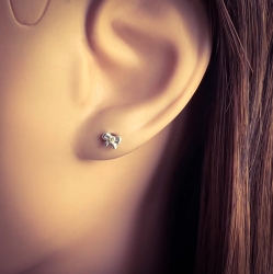 Ohrringe Ohrstecker 925 Sterling Silber Schleife mit Zirkonia in verschiedenen Farben