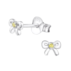 Ohrringe Ohrstecker 925 Sterling Silber Schleife mit Zirkonia in verschiedenen Farben