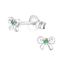 Ohrringe Ohrstecker 925 Sterling Silber Schleife mit Zirkonia in verschiedenen Farben
