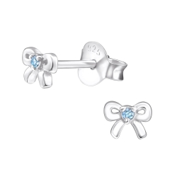 Ohrringe Ohrstecker 925 Sterling Silber Schleife mit Zirkonia in verschiedenen Farben