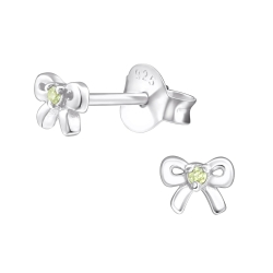 Ohrringe Ohrstecker 925 Sterling Silber Schleife mit Zirkonia in verschiedenen Farben