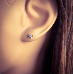 Ohrringe Ohrstecker 925 Sterling Silber Schleife mit Zirkonia in verschiedenen Farben