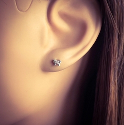 Ohrringe Ohrstecker 925 Sterling Silber Schleife mit Zirkonia in verschiedenen Farben