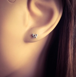 Ohrringe Ohrstecker 925 Sterling Silber Schleife mit Zirkonia in verschiedenen Farben