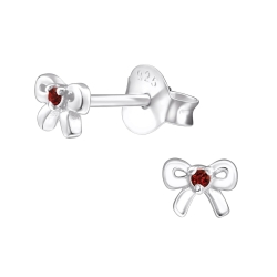 Ohrringe Ohrstecker 925 Sterling Silber Schleife mit Zirkonia in verschiedenen Farben