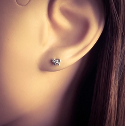 Ohrringe Ohrstecker 925 Sterling Silber Schleife mit Zirkonia in verschiedenen Farben