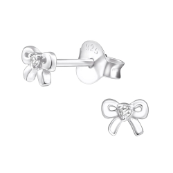 Ohrringe Ohrstecker 925 Sterling Silber Schleife mit Zirkonia in verschiedenen Farben