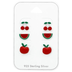 Ohrringe Ohrstecker Set 925 Sterling Silber Obst