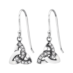 Keltische Triquetta Ohrringe 925 Sterling Silber Ohrhaken Ohrhänger Knoten der Dreisamkeit