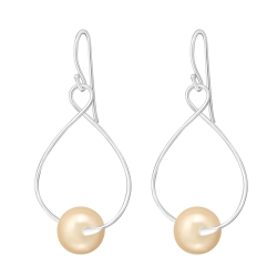 Ohrhänger 925 Sterling Silber Ohrhaken Ohrringe mit synthetischer Perle in beige