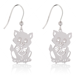 925 Sterling Silber Ohrhaken Ohrringe mit Katze