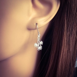 Löwenzahn Ohrringe 925 Sterling Silber Ohrhänger vergoldet Ohrhaken Pusteblume