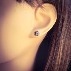Ohrringe Ohrstecker 925 Sterling Silber Blume mit Kristall in verschiedenen Farben