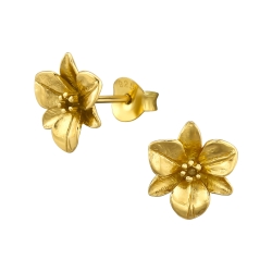 Ohrringe Ohrstecker 925 Sterling Silber vergoldet mit Blume