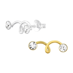 Ear Climber Ohrringe Ohrstecker 925 Sterling Silber vergoldet mit Kristallen