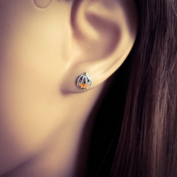Kinder Ohrringe Ohrstecker 925 Sterling Silber mit Halloween-Kürbis