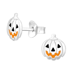 Kinder Ohrringe Ohrstecker 925 Sterling Silber mit Halloween-Kürbis