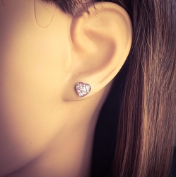 Ohrringe Ohrstecker 925 Sterling Silber mit Glitter-Herz in pink