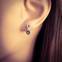 Ohrringe Ohrstecker 925 Sterling Silber Ohrhänger Herz mit Kristallen