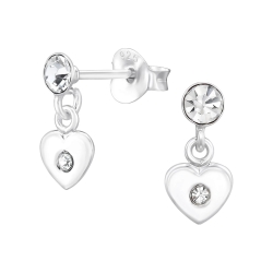 Ohrringe Ohrstecker 925 Sterling Silber Ohrhänger Herz mit Kristallen
