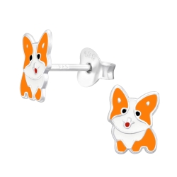 Corgi Hunde Ohrringe Ohrstecker 925 Sterling Silber