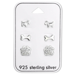 Ohrringe Ohrstecker Set 925 Sterling Silber Hundeliebhaber