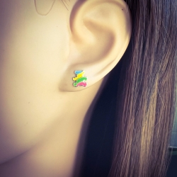 Kinder Ohrringe Ohrstecker 925 Sterling Silber mit buntem Teddybär