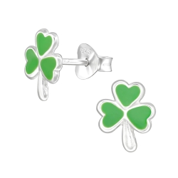 Grüne Kleeblatt Ohrringe Ohrstecker 925 Sterling Silber in grün