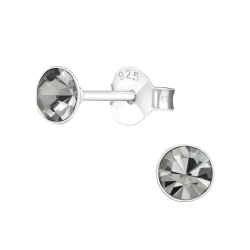 Ohrringe 925 Sterling Silber Ohrstecker mit Kristall 4mm in grau