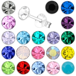 Ohrringe 925 Sterling Silber Ohrstecker mit Kristall 4mm in verschiedenen Farben