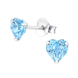 Ohrringe Ohrstecker 925 Sterling Silber mit Kristallherz in blau
