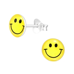 Ohrringe Ohrstecker 925 Sterling Silber lachender Smiley