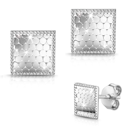 925 Sterling Silber Ohrringe Ohrstecker Quadrat mit Pailletten