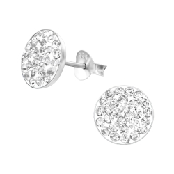 Ohrstecker 925 Sterling Silber mit Scheibe mit Kristallen in verschiedenen Farben
