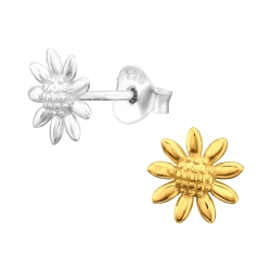 Ohrringe Ohrstecker 925 Sterling Silber vergoldet mit Sonnenblume