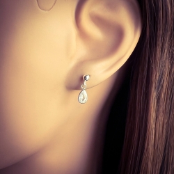 Ohrringe Ohrstecker 925 Sterling Silber mit Kugel und Zirkoniatropfen